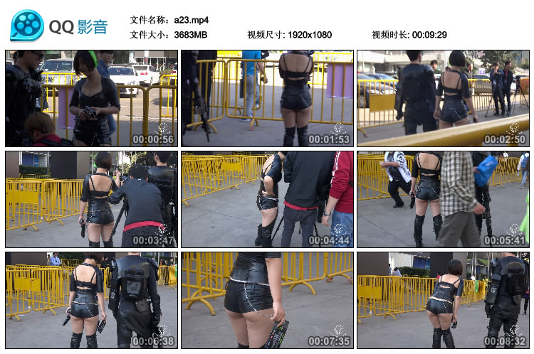 精选街拍视频 No.450 龙在飞作品 性感超短紧身皮裤女模 [1V-3.59GB]