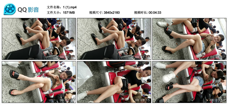 精选街拍视频 No.1454 超短牛仔热裤白皙街拍美腿青春少女 [1.53GB]
