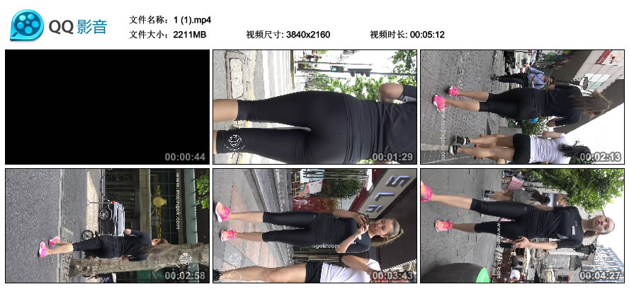 精选街拍视频 No.2267 娇小身材黑色运动弹力裤美女 [2.15GB]