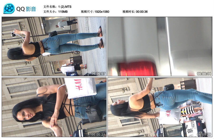 精选街拍视频 No.2795 极品翘臀紧身蓝色牛仔裤美女 [1.96GB]