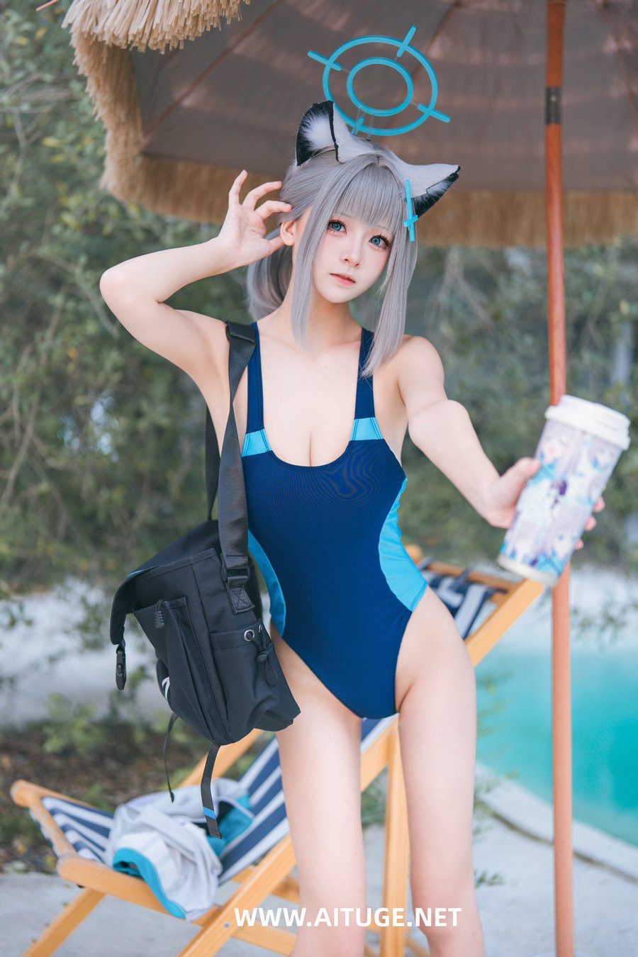 九柒喵 - 蔚蓝档案 砂狼白子泳装 [34P-453MB]