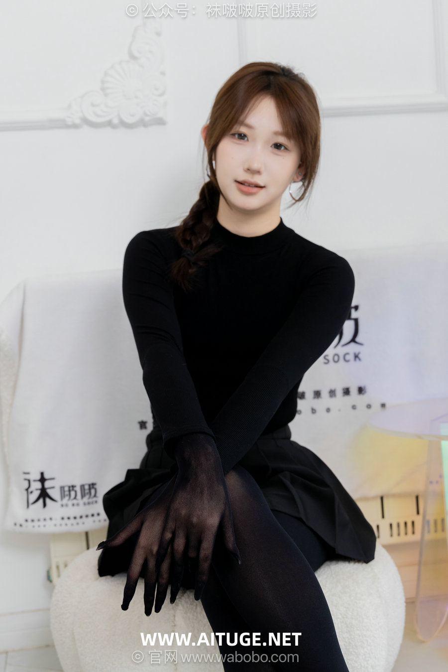 BoBoSocks袜啵啵 No.668 香菜-平底鞋、厚黑丝五指袜、黑丝手套 [179P1V-6.83GB]